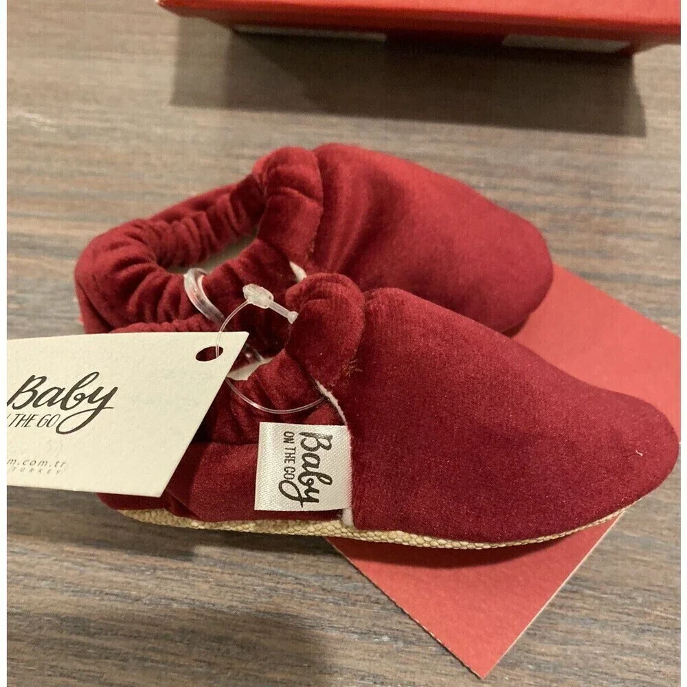 Baby On The Go First Steps Slip-On Moccasins Shoes Christmas gift red velvet 3.5